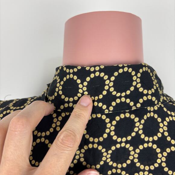 Banana Republic Silk Button Blouse Small black gold preppy old money Y2K - Picture 9 of 12